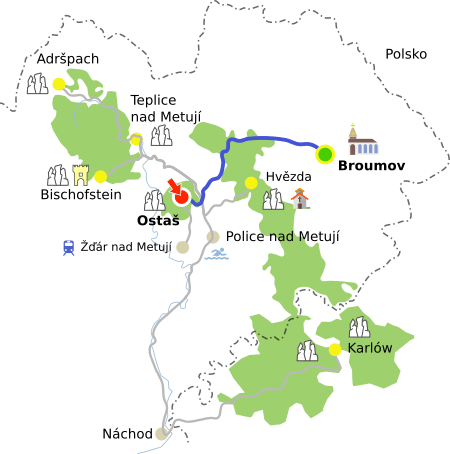Broumovský klášter mapa